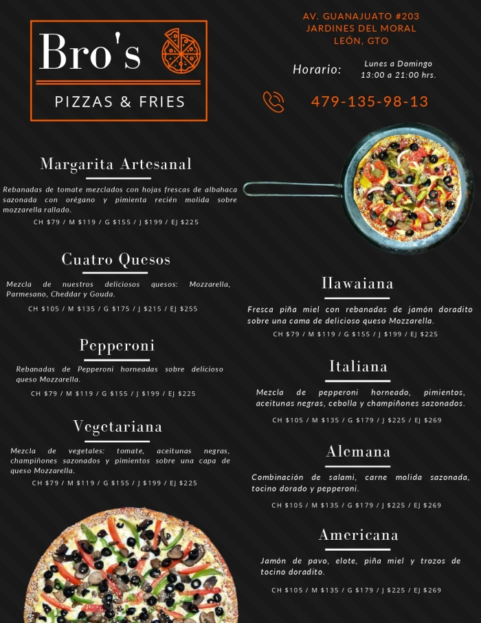 Bro´s Pizzas Pizzas And Fries en León, Guanajuato